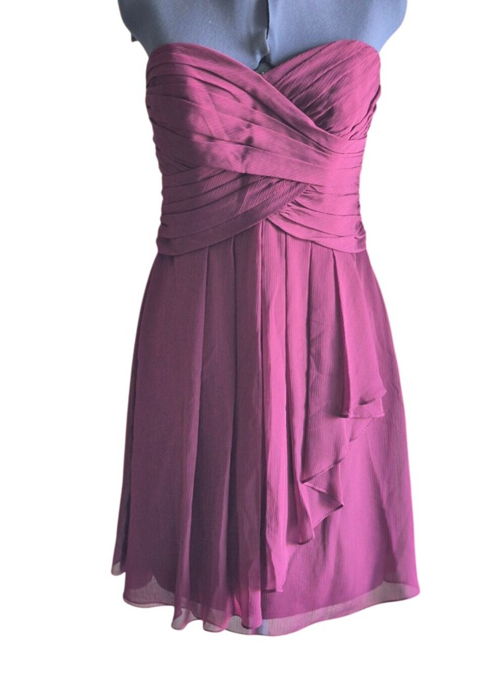 Strapless Plum Chiffon Dress By Davids Bridal - Size 8